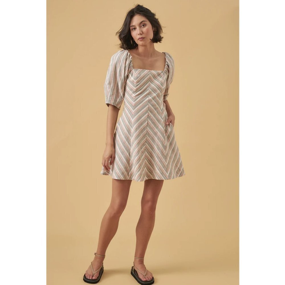 MON RENN  EUPHORIA MINI DRESS - CHEVRON STRIPE